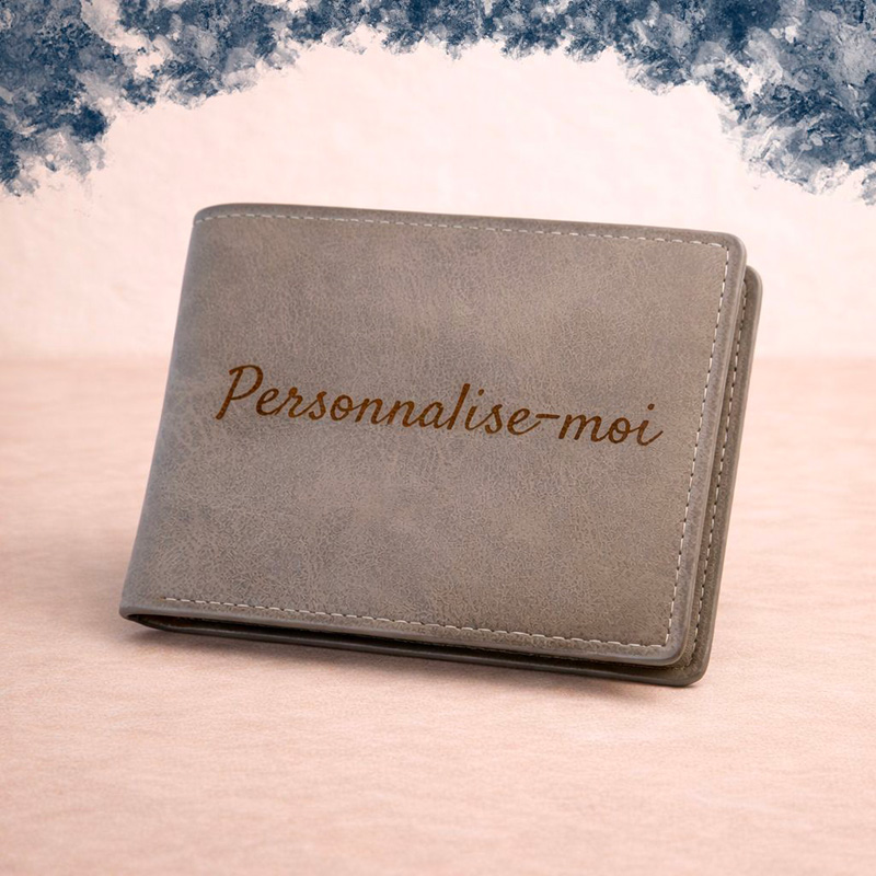 Porte-feuille en simili cuir personnalisable par gravure textile