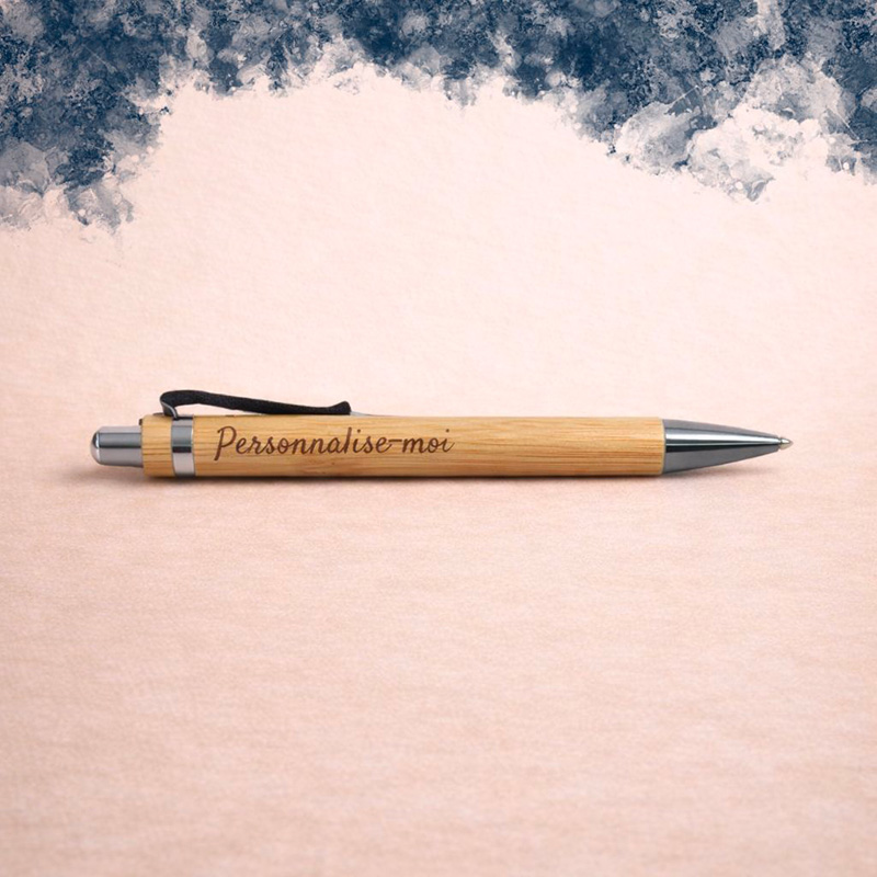 Stylo en bambou personnalisable par gravure