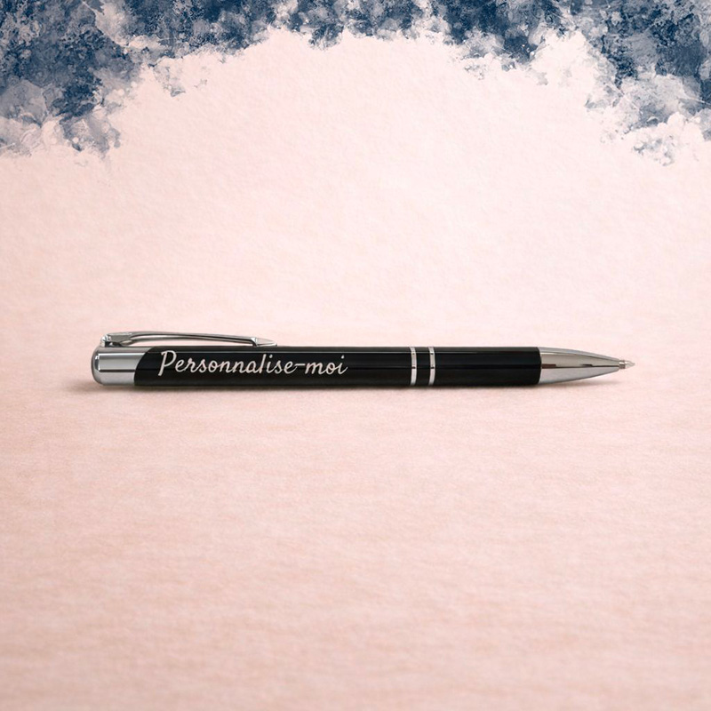 Stylo en métal noir personnalisable par gravure